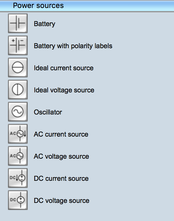 Electrical Symbols — Power Sources Electrical Symbols — Power Sources