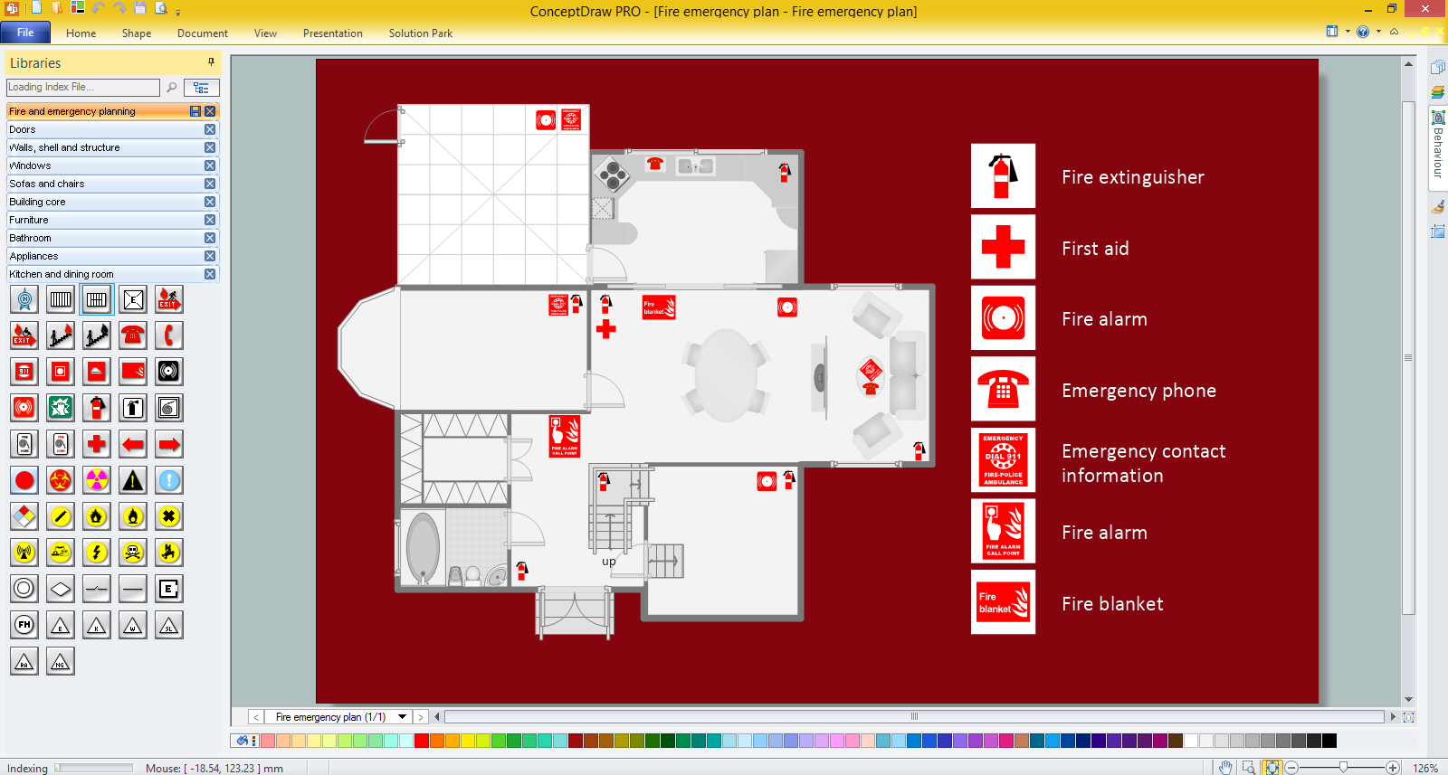 Emergency Plan | Sample Fire Emergency Plan classroom diagram maker 