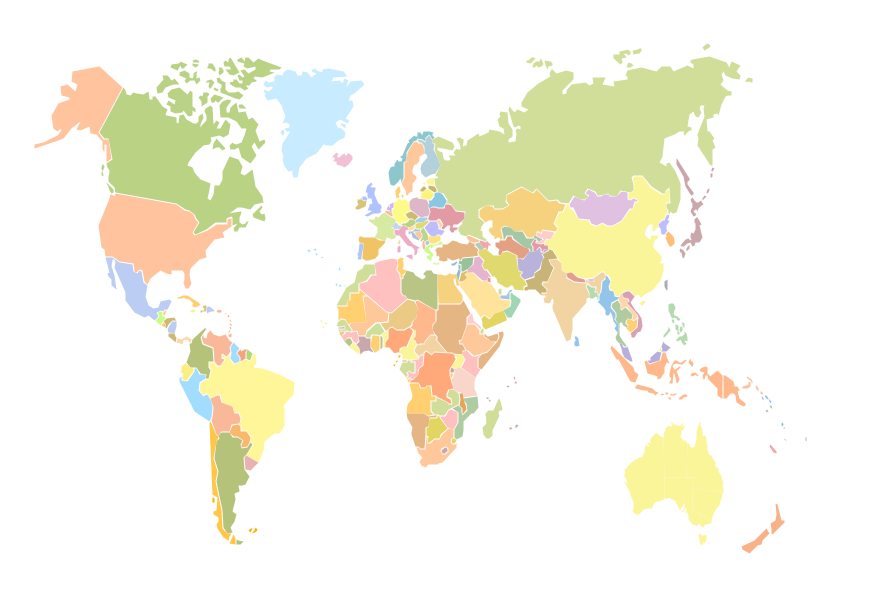 Geo Mapping Software Examples - World Map Outline *