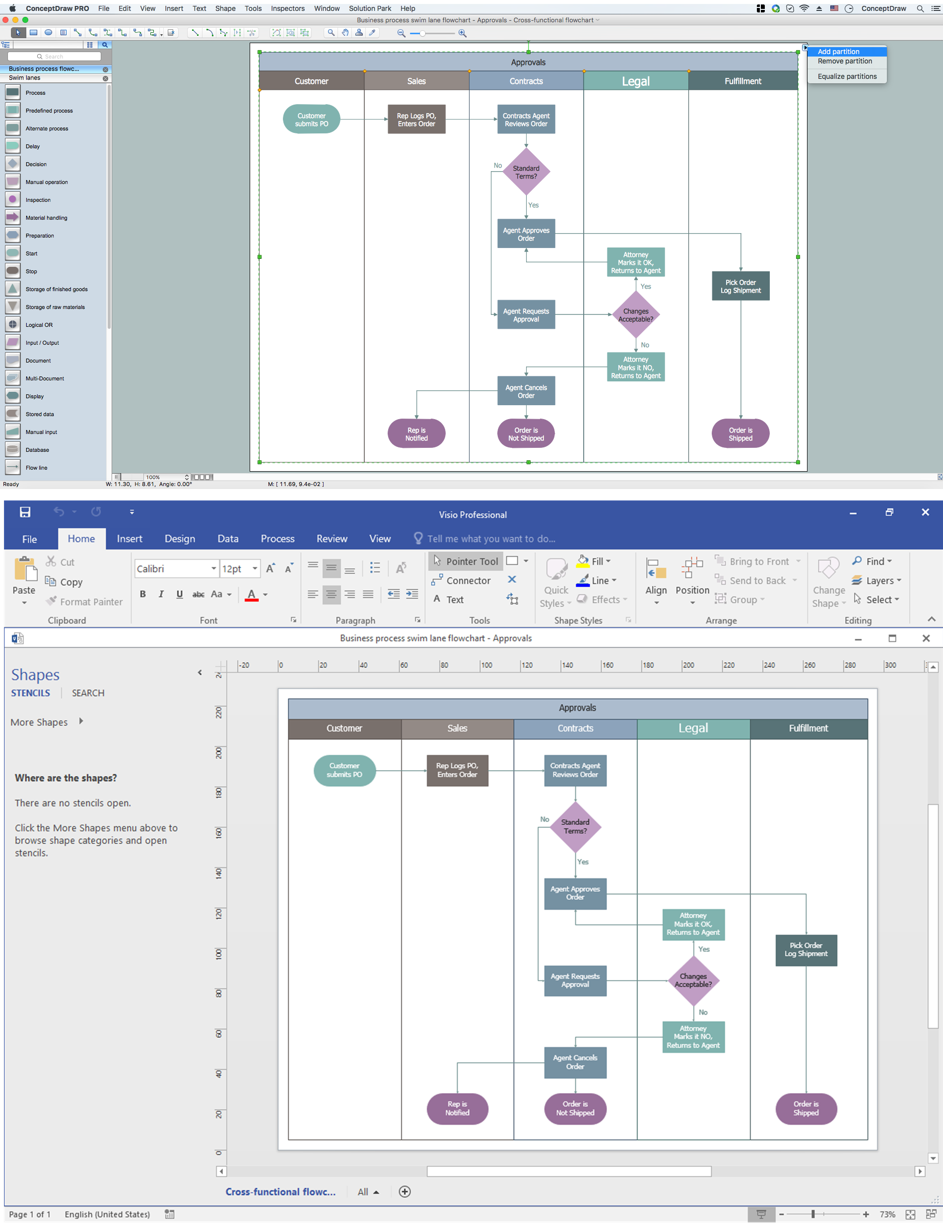 Exporting ConceptDraw DIAGRAM document to MS Visio® XML format file