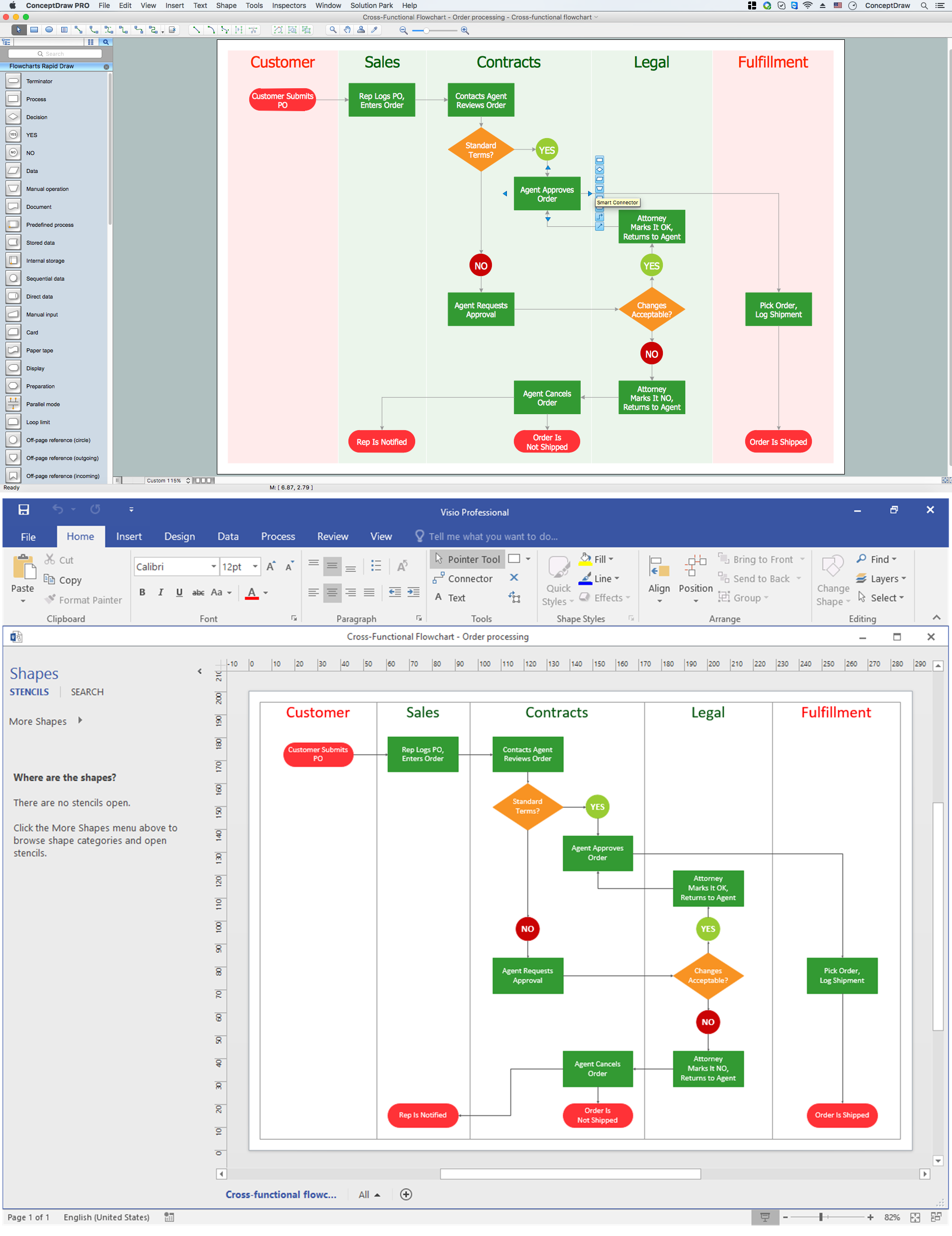 Exporting ConceptDraw DIAGRAM document to MS Visio® XML format file