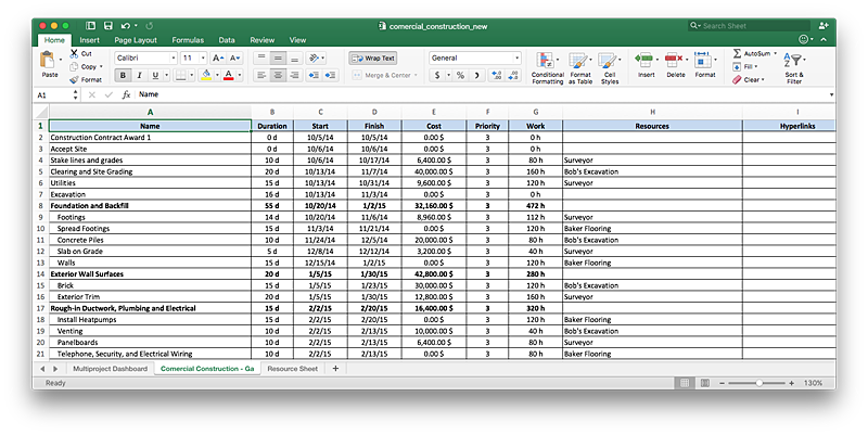 Exporting project data from ConceptDraw Project into MS 