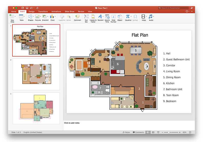 presentation drawing of floor plan