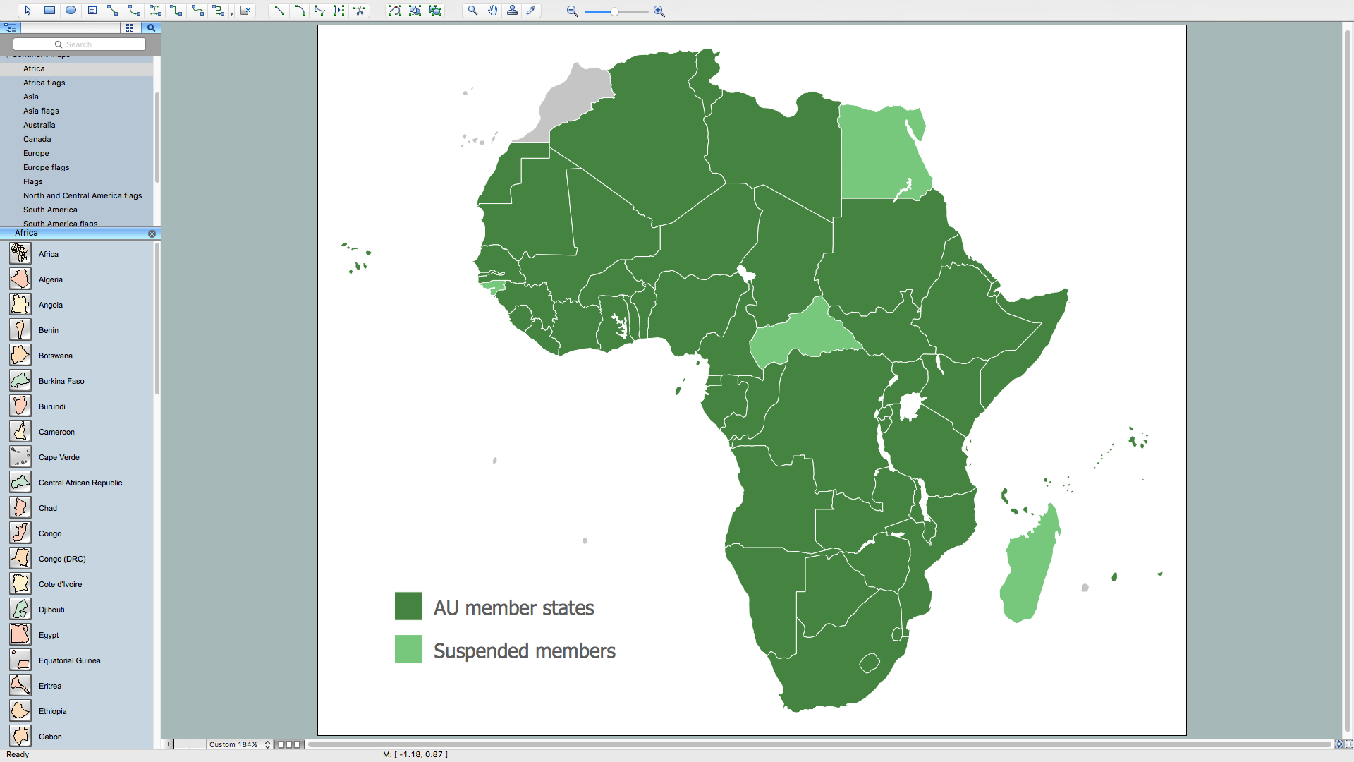 African Union with suspended states