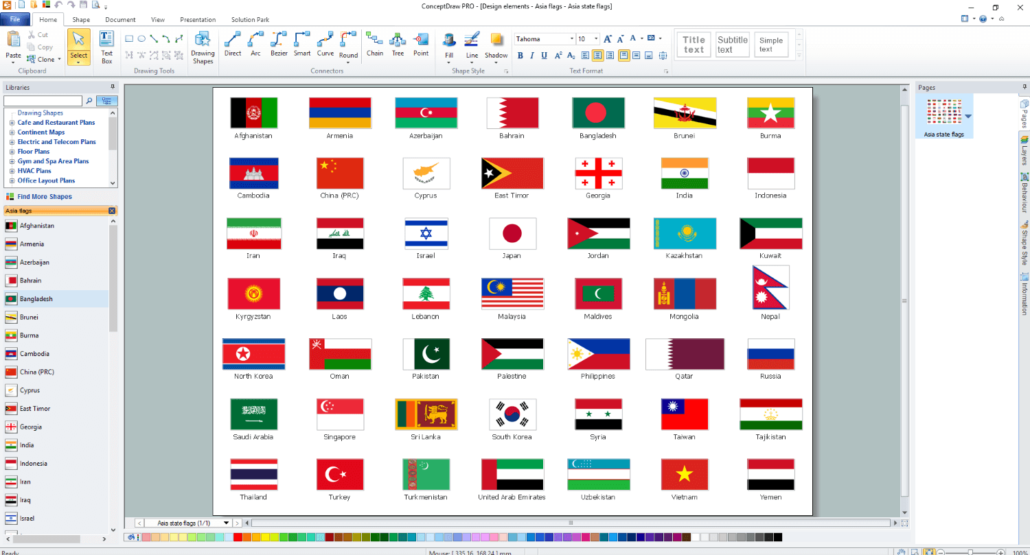 Design elements Asia flags