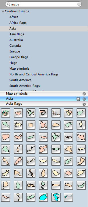 Geo map shapes of Asia