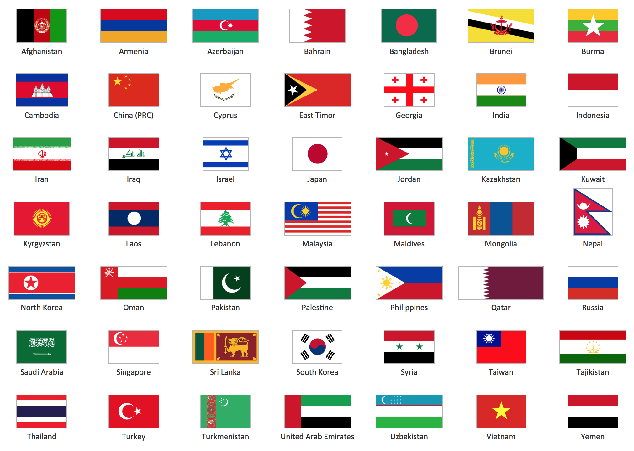 Design elements Asia flags
