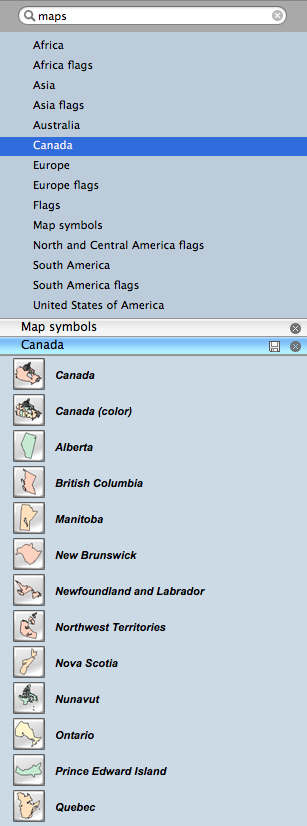 Geo map shapes of Canada