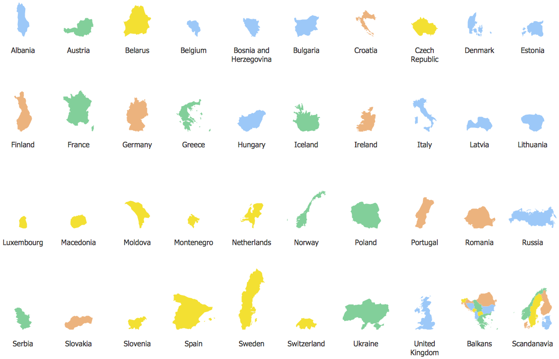 Geo Map - contours of Europe countries Geo Map - contours of Europe countries