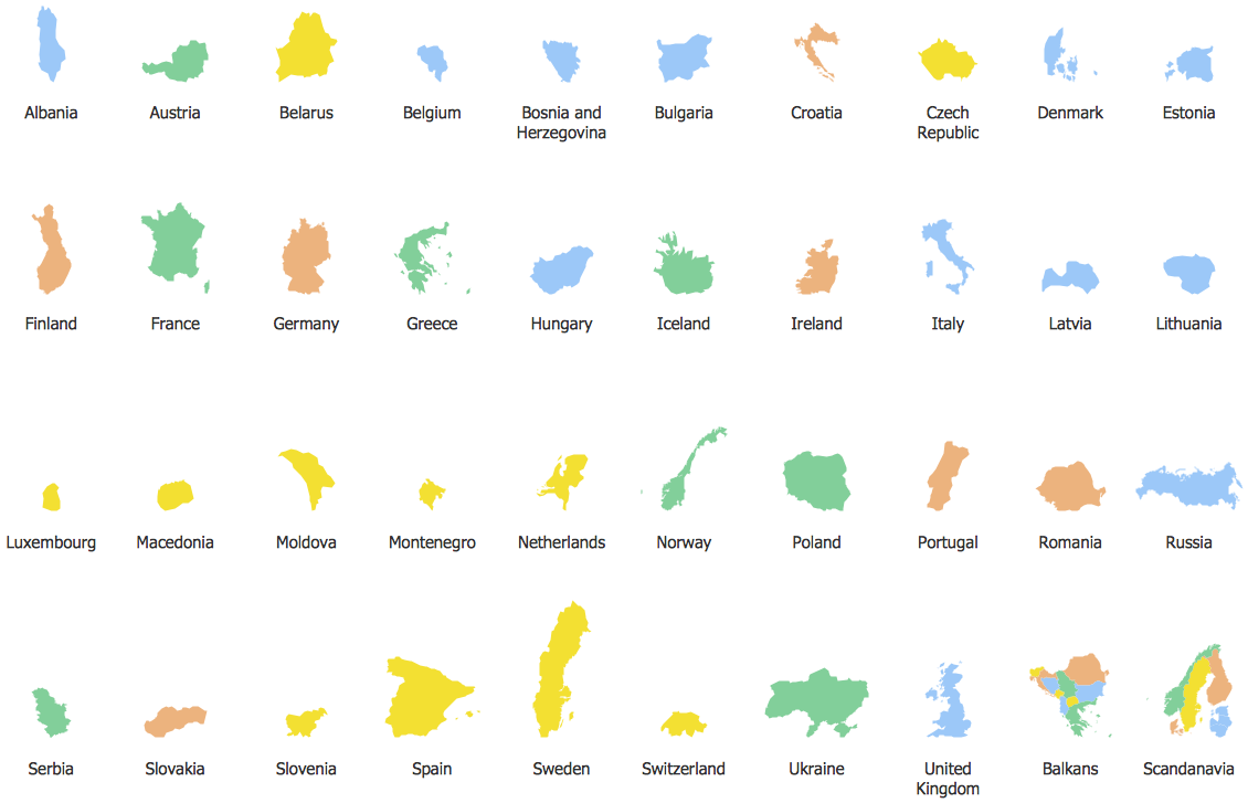Geo map elements of europe