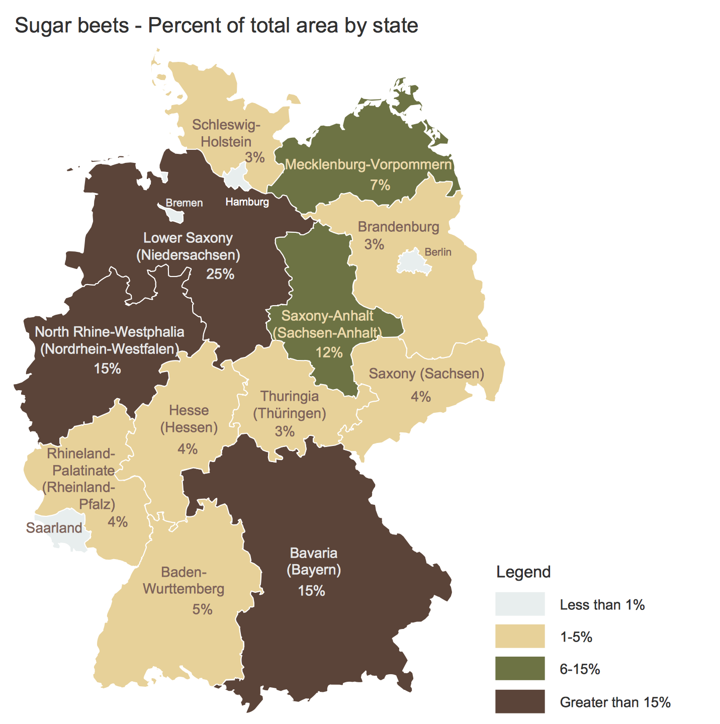 Germany Map - Crop Areas Map Sugar Beets