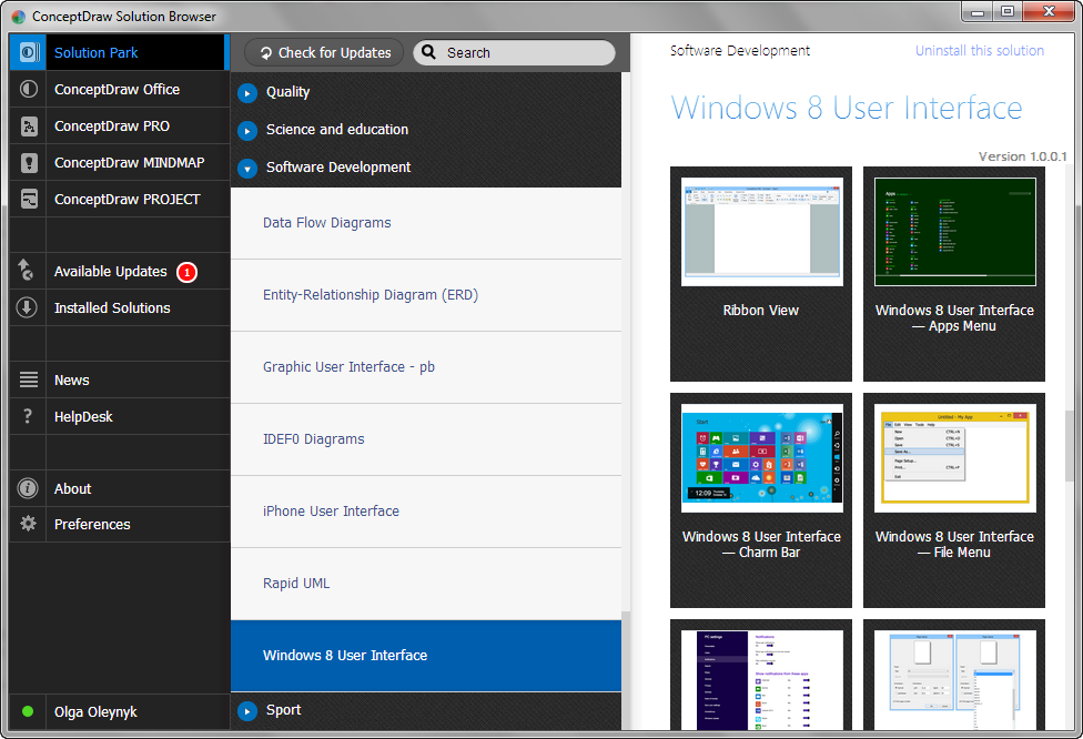 Windows 8 User Interface Solution in ConceptDraw STORE