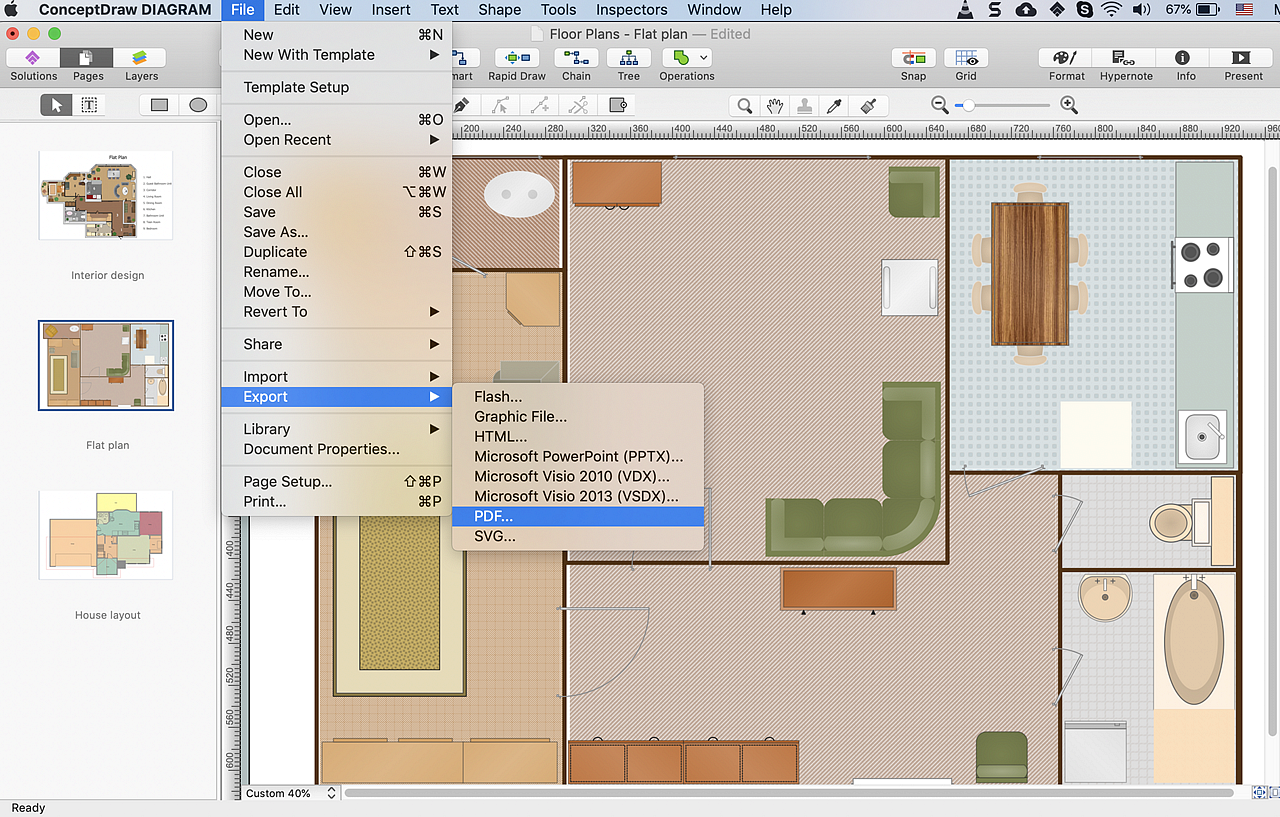 Convert a Floor Plan to PDF ConceptDraw HelpDesk