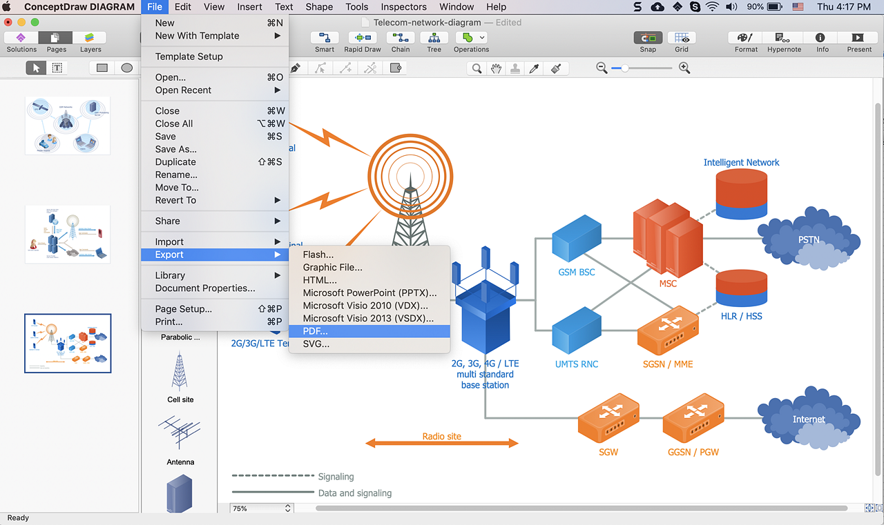 telecom-network-diagram-export-to-pdf