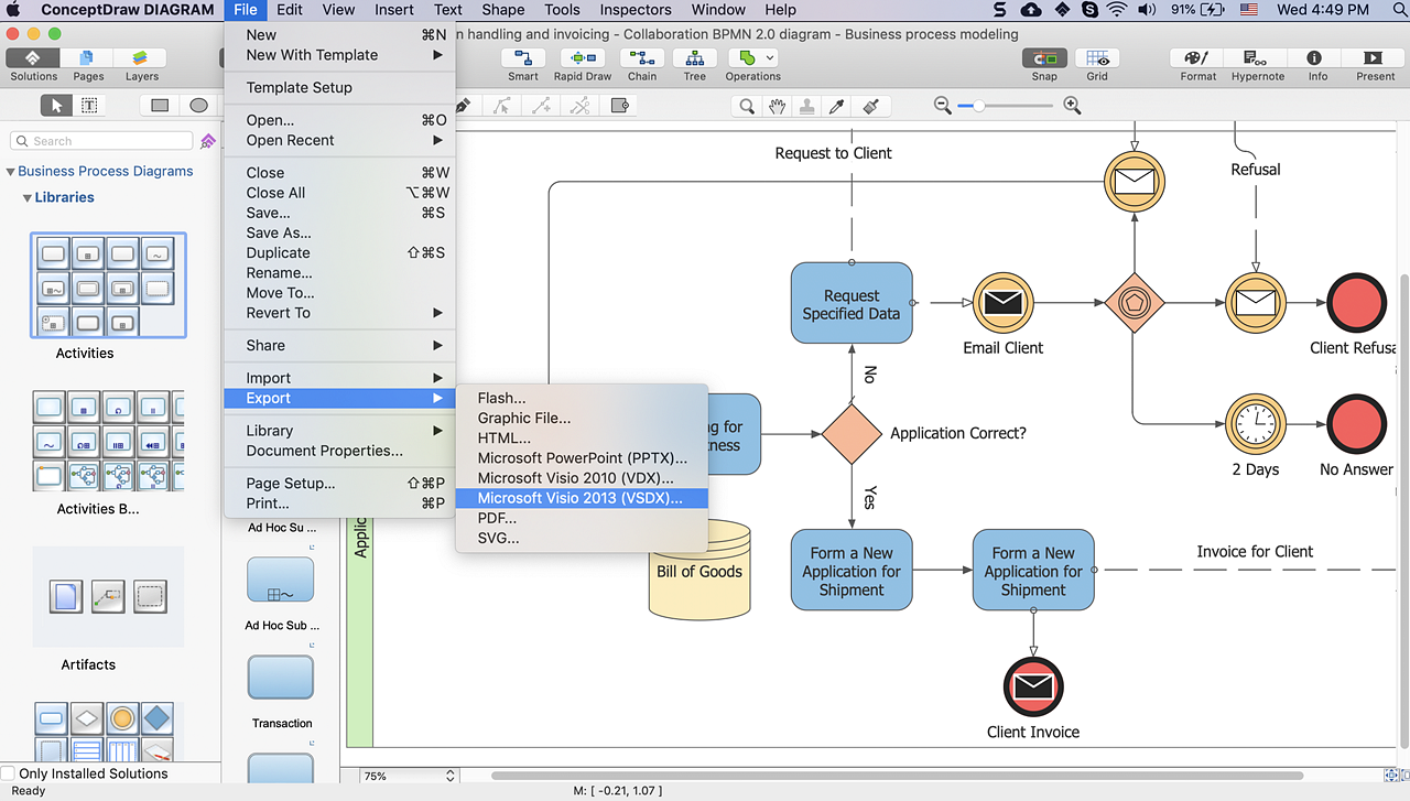 Creating Visio Business Process Diagram | ConceptDraw HelpDesk