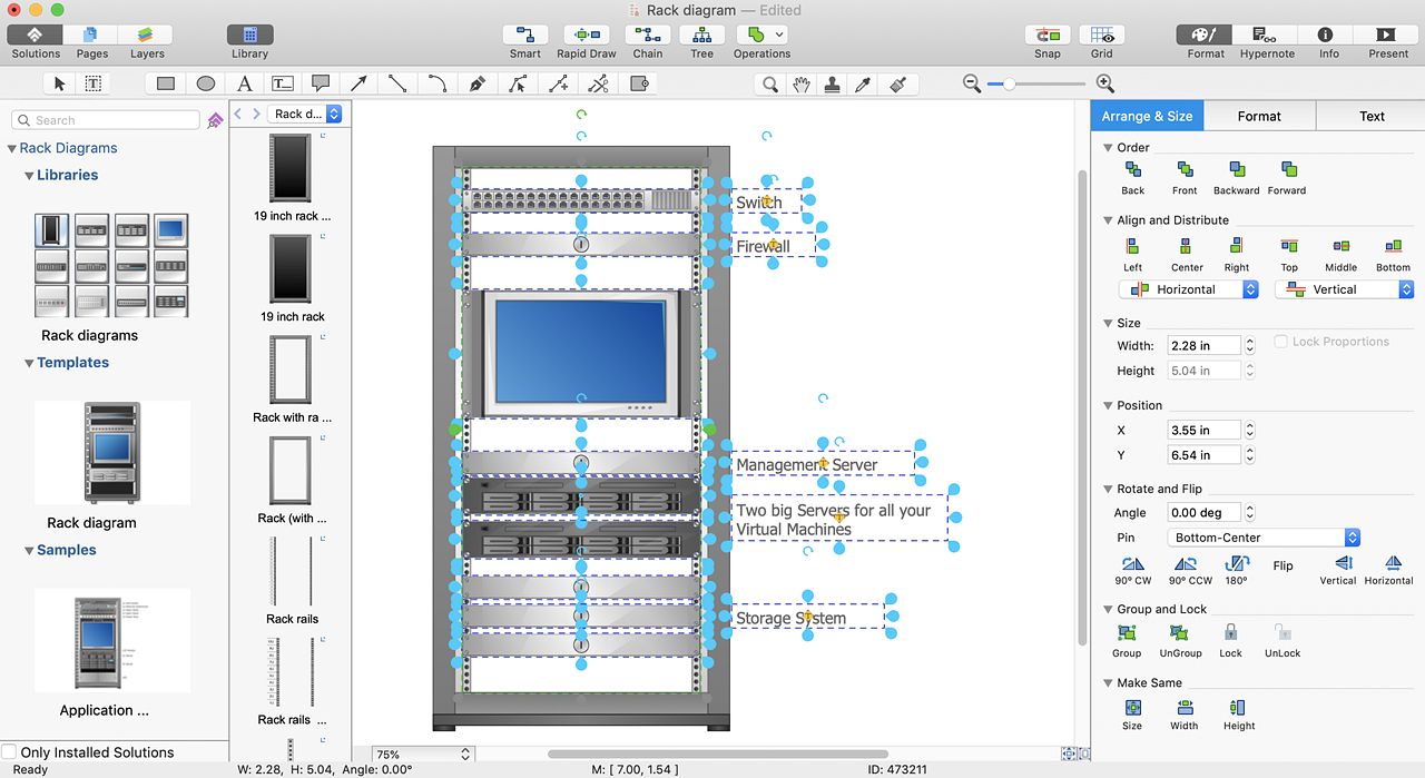 Схема серверной комнаты в visio