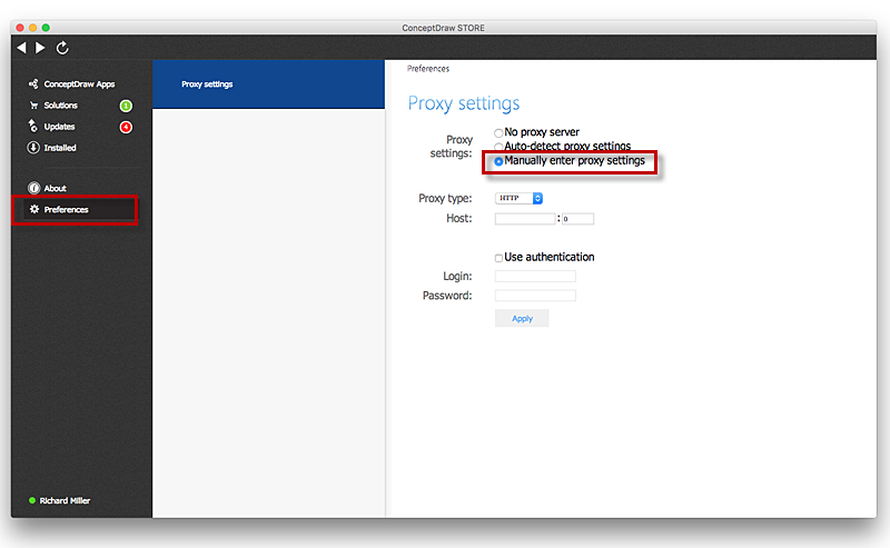 Download ConceptDraw through a Proxy Server