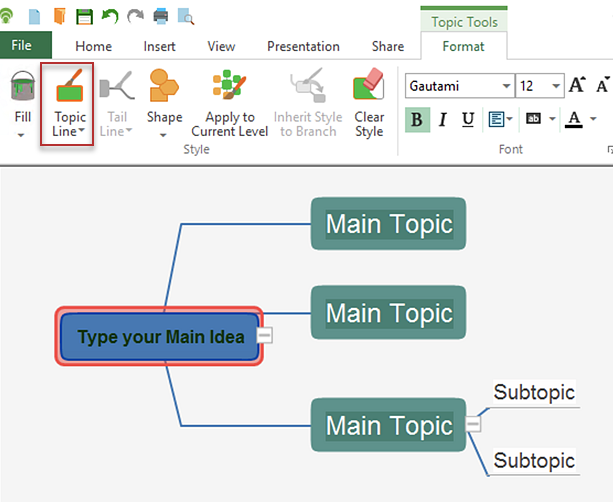 format-topic-line-in-mind-map