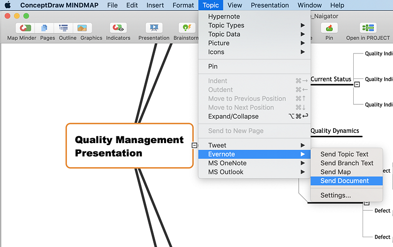 Send a Mind Map Document to Evernote