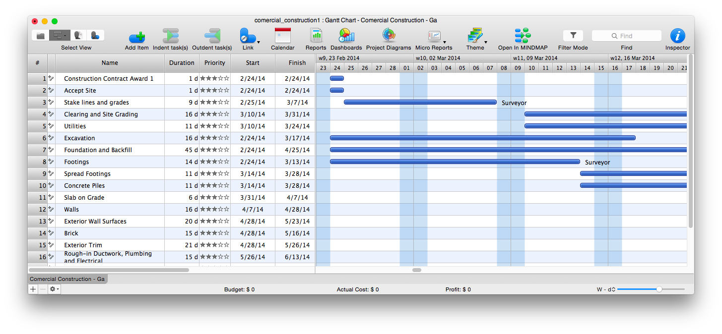 project created from excel file