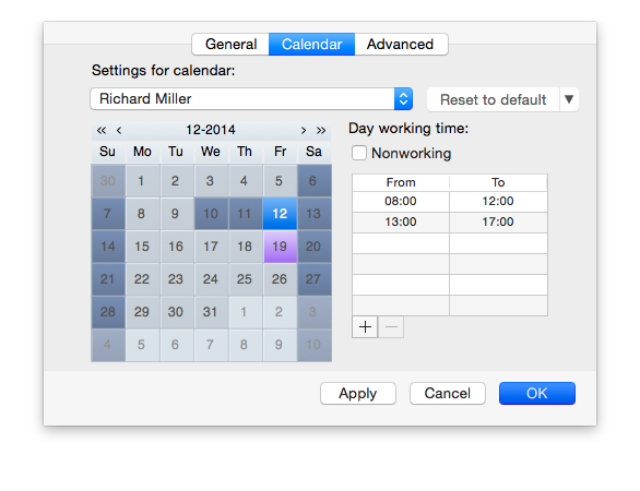 Project resource individual calendar