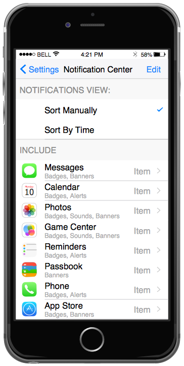 iPhone Interface — Settings Included Apps