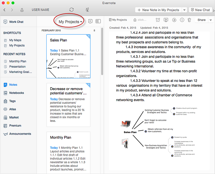 How to Add a Mind Map into a Given Notebook in Your Evernote Storage