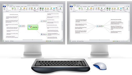 Use two monitors to edit a mind map