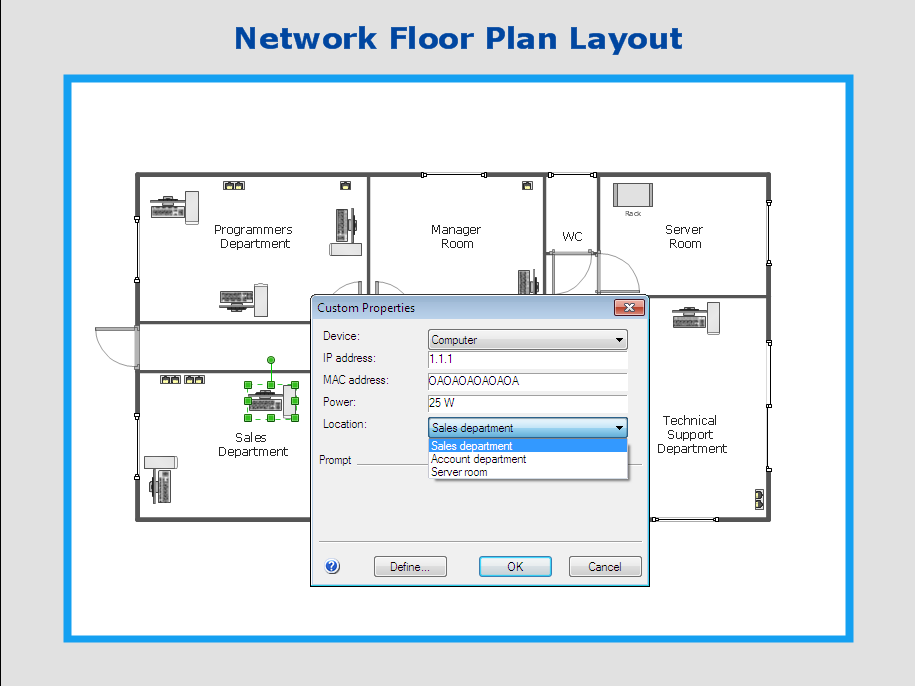 network floor plan custom properties