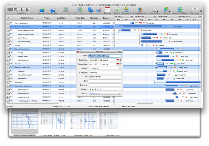 Project management software project sample