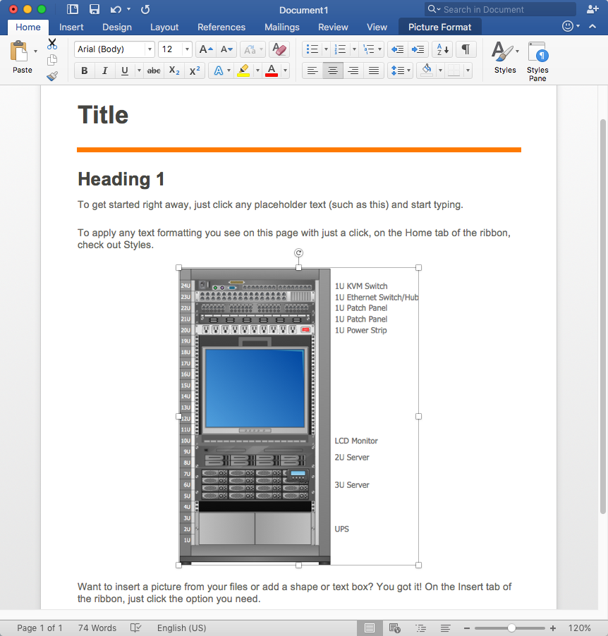 How to Add a Rack Diagram to MS Word Document *