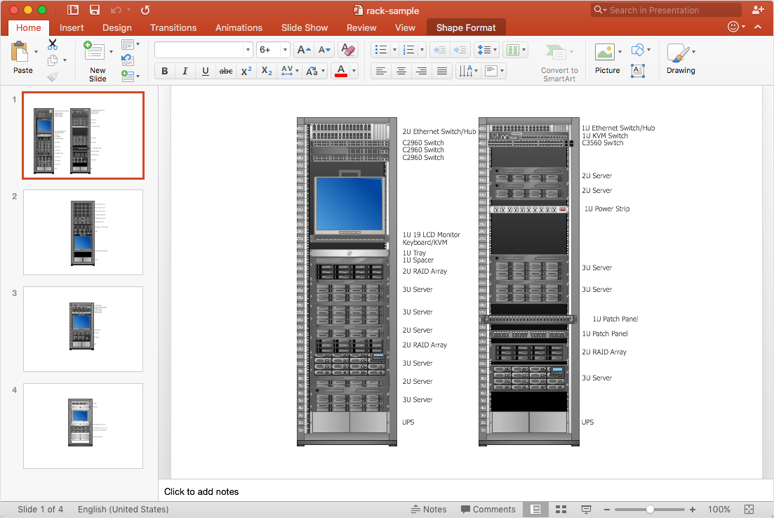 Rack Diagram to a PowerPoint Presentation