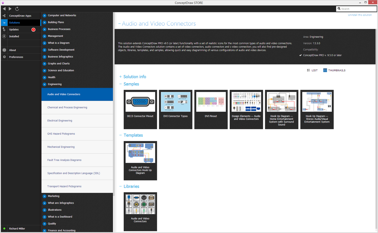 Audio and Video Connectors Solution in ConceptDraw STORE