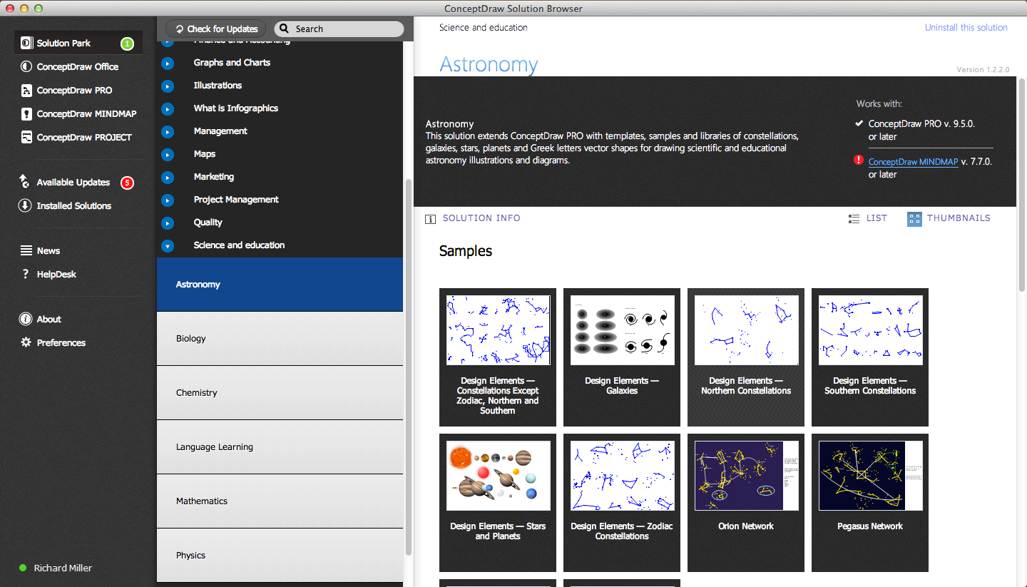 Astronomy Solution in ConceptDraw STORE