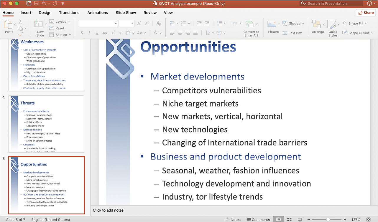 Create a PowerPoint Presentation from a SWOT Matrix