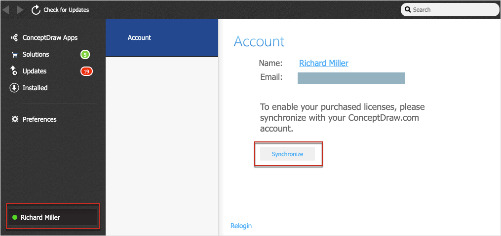 Sync your ConceptDraw licences *