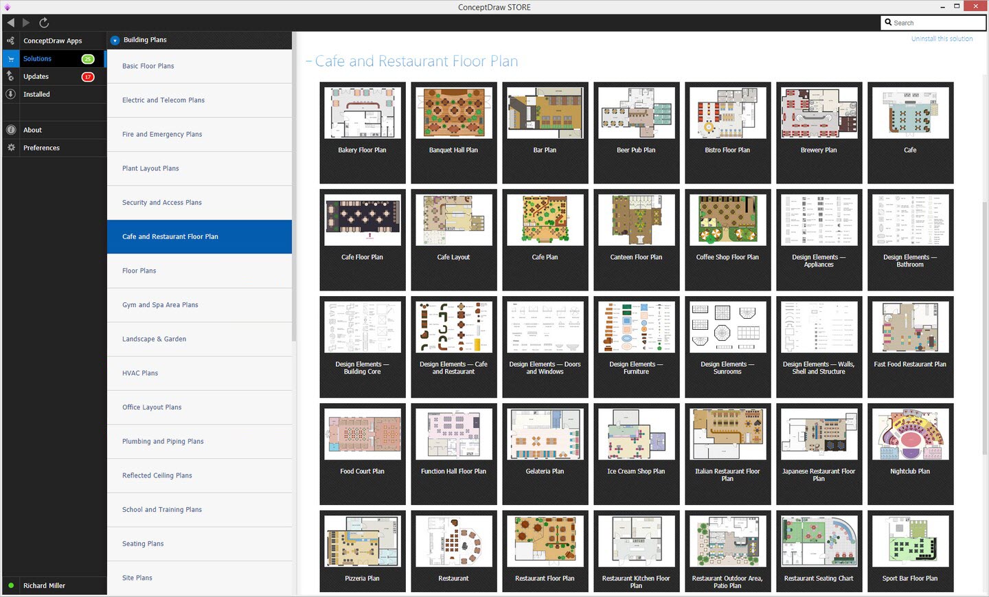 Cafe and Restaurant Floor Plans solution in ConceptDraw STORE