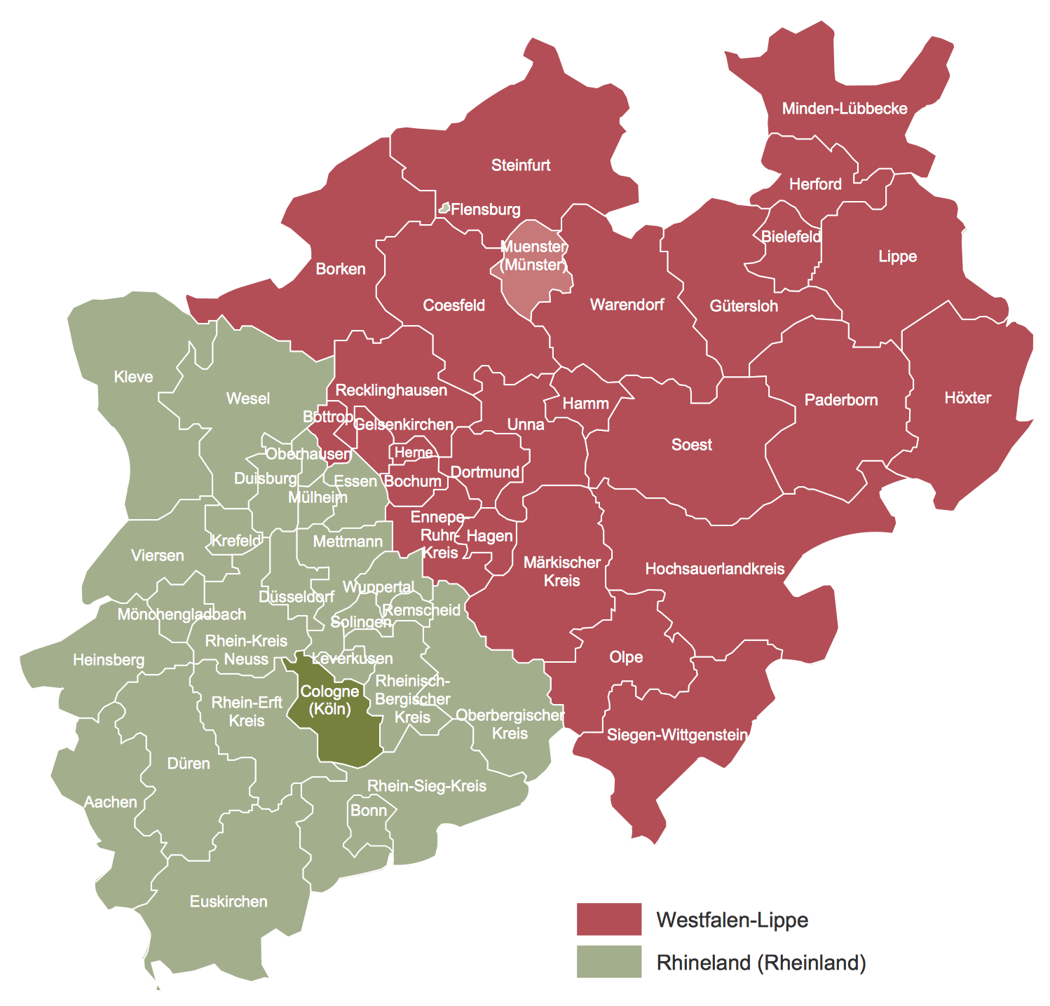 Vector Map - Two Regional Authoritie in Northrhine Westphalia
