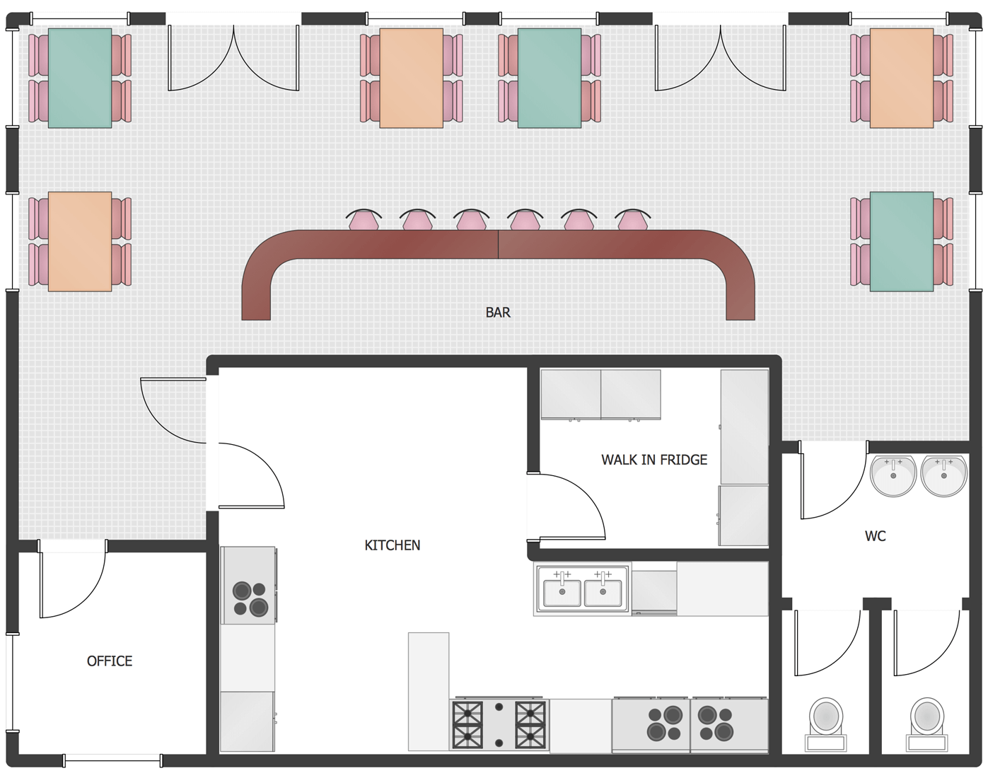 ConceptDraw Samples | Building plans — Cafe and restaurant plans