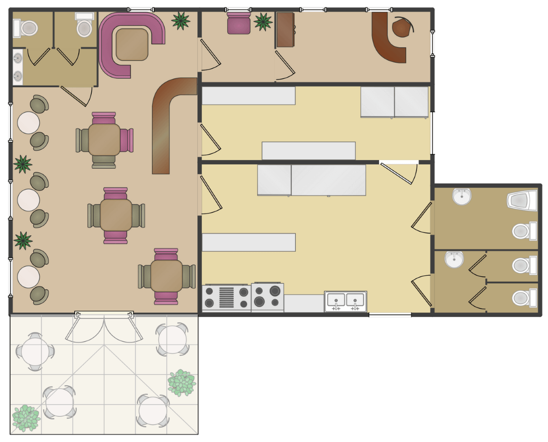ConceptDraw Samples | Building plans — Cafe and restaurant plans