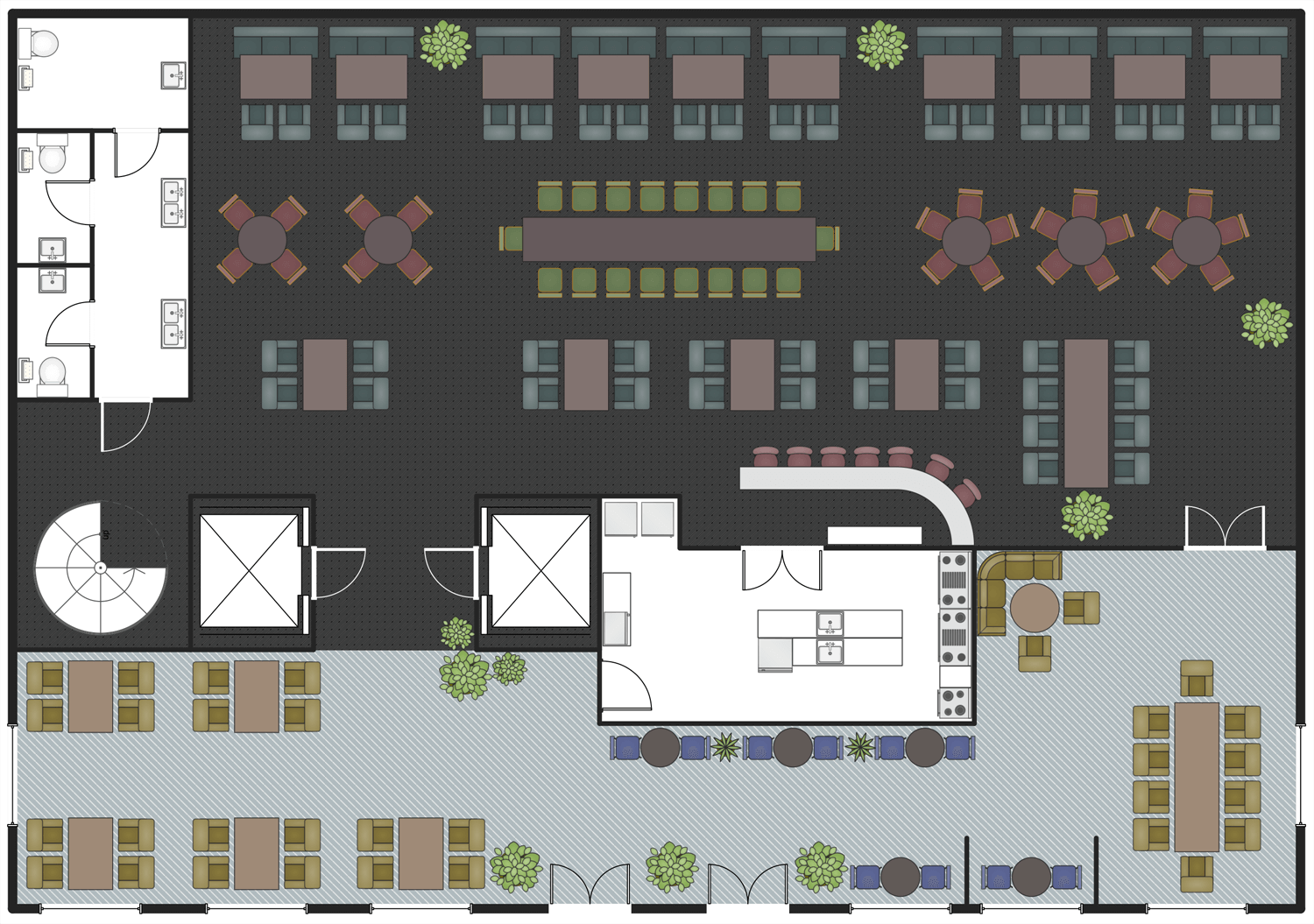ConceptDraw Samples | Building plans — Cafe and restaurant plans