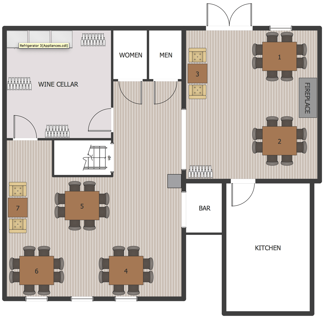 ConceptDraw Samples | Building plans — Cafe and restaurant plans