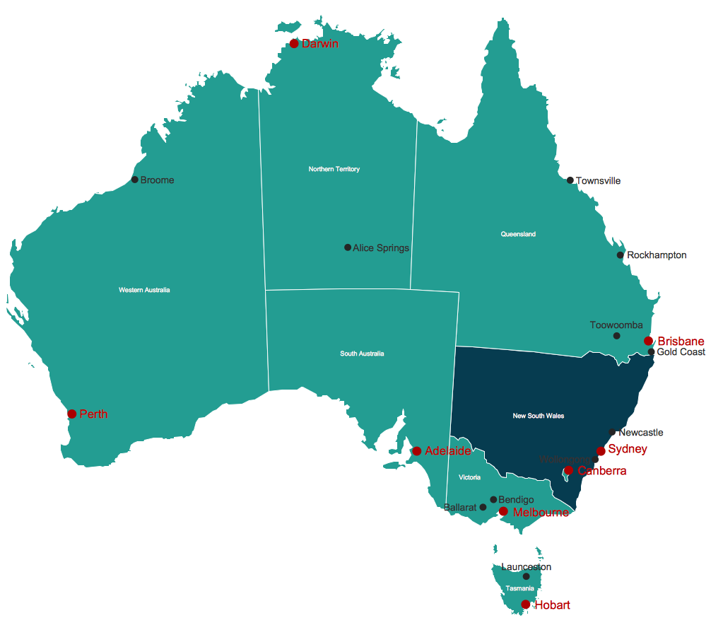 ConceptDraw Samples | Maps — Australia Map