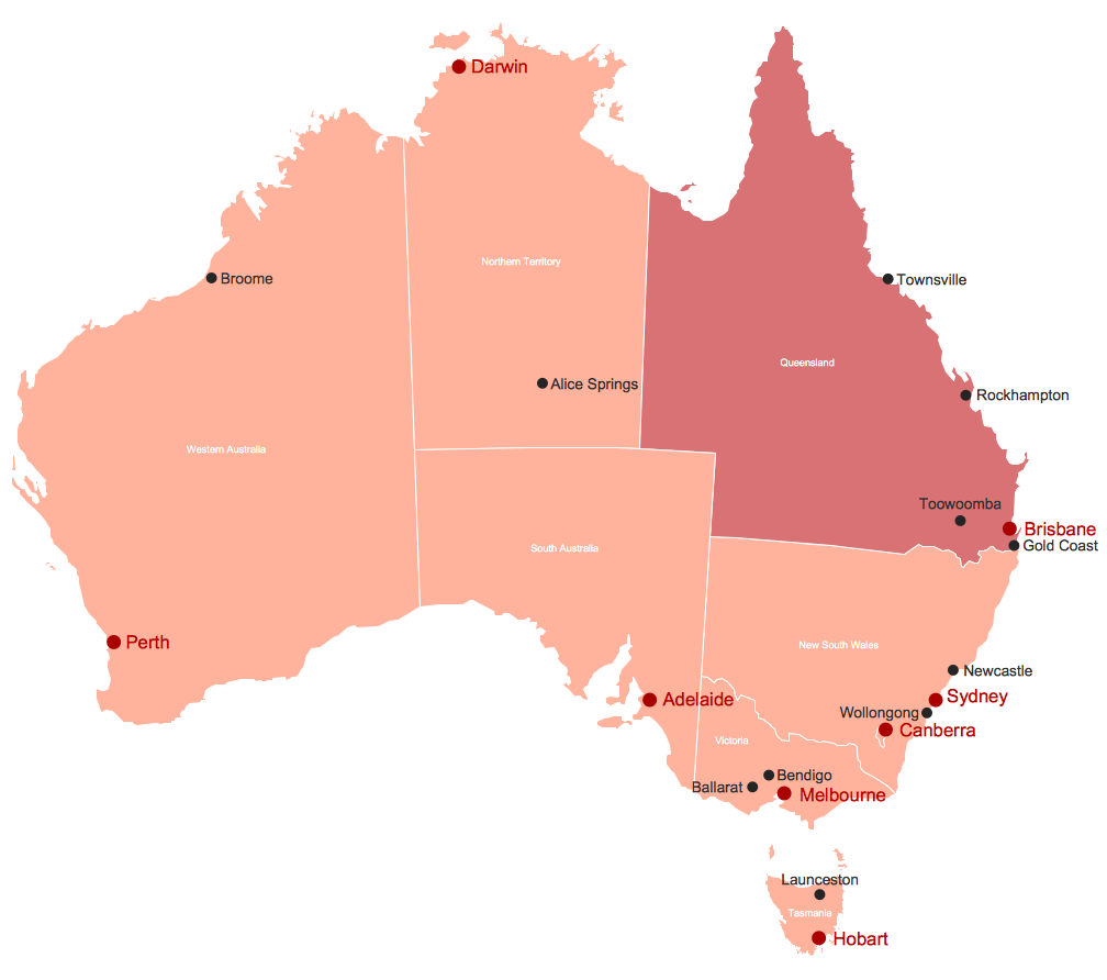 ConceptDraw Samples | Maps — Australia Map