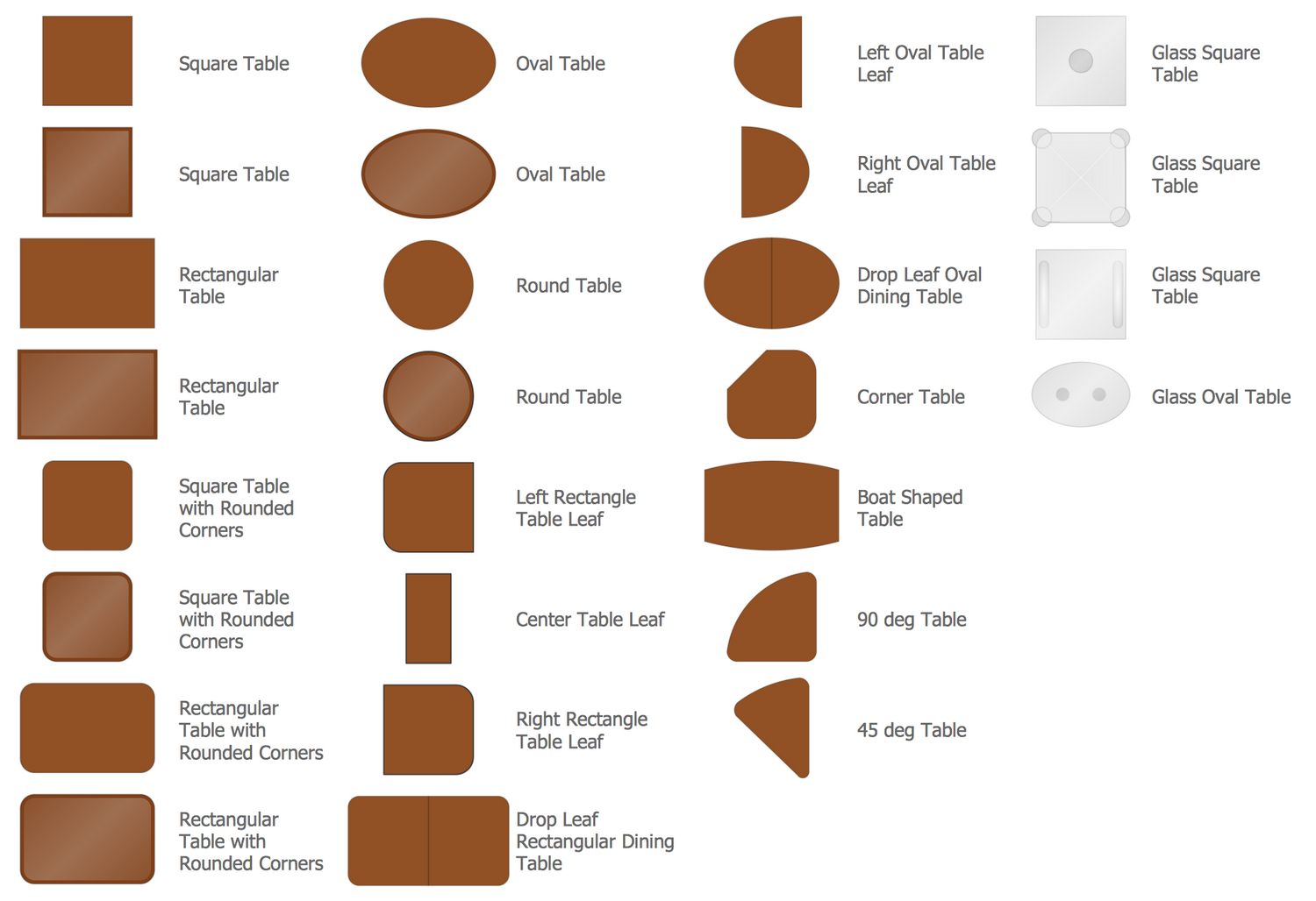 Design Elements Floor Plans — Tables