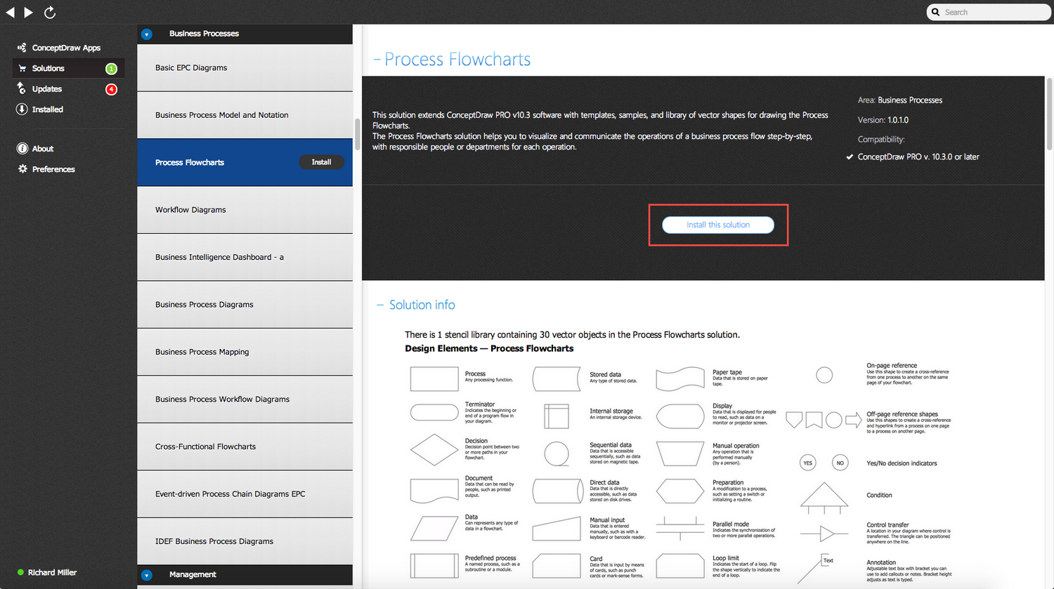 Process Flowcharts Solution - Install