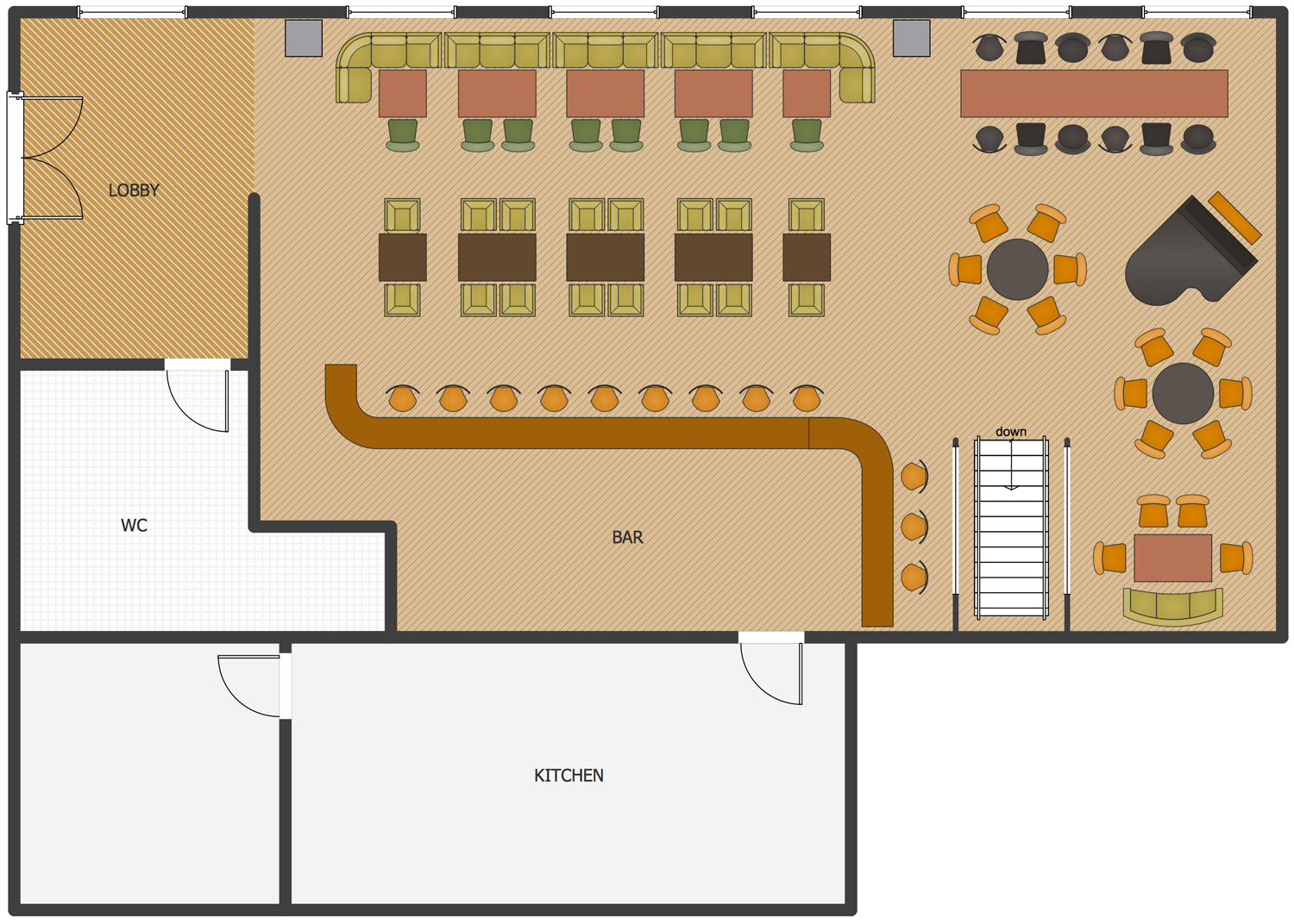 cafe and restaurant floor plan solution | conceptdraw