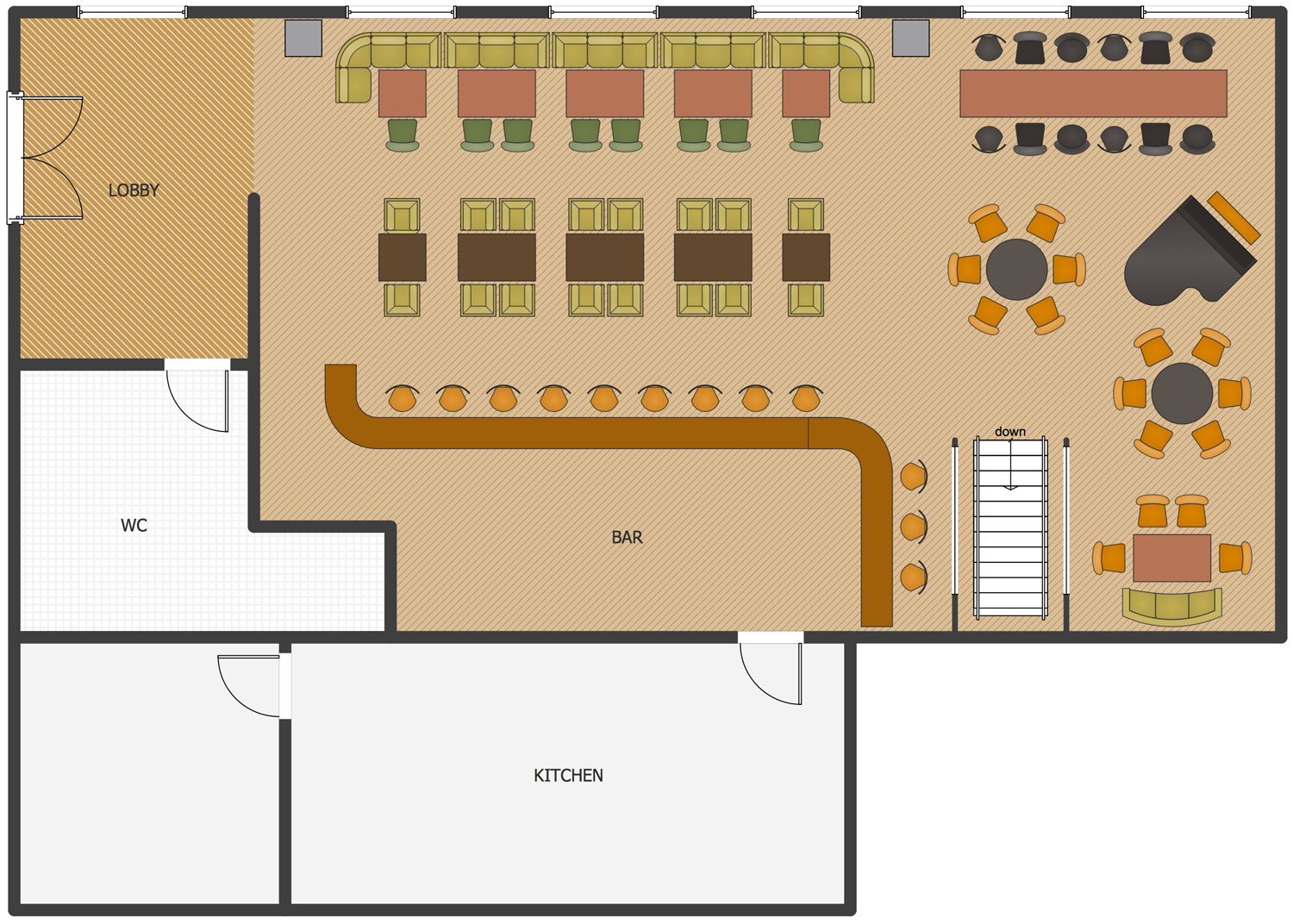 Small Cafe Floor Plan Layout : Cafe Floor Plans Examples In Color ...