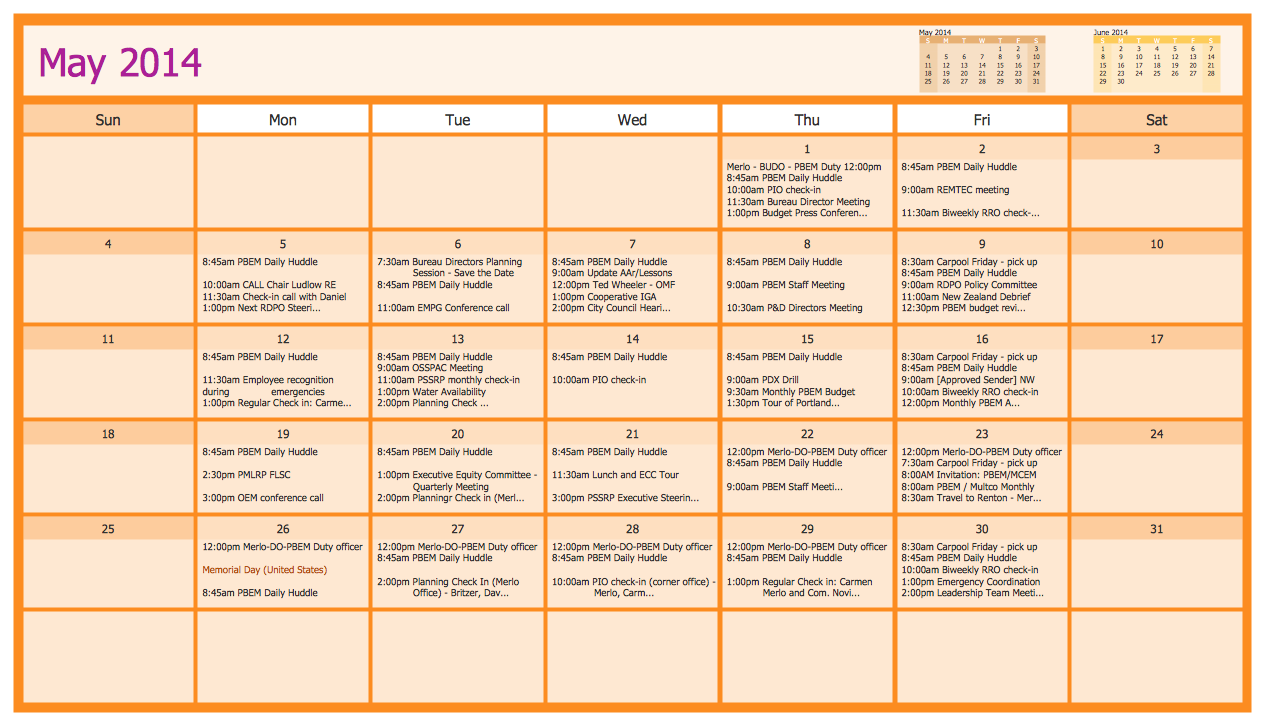 Calendars Solution ConceptDraw