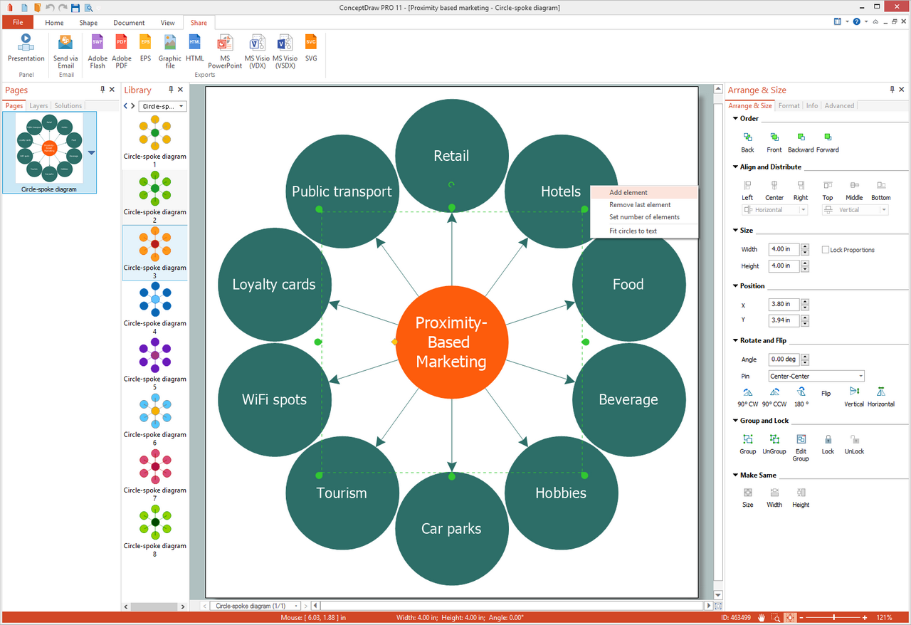 Circle-Spoke Diagrams solution for Microsoft Windows
